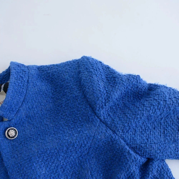 Autres Filles Blue Tweed Three Button Blazer with Flap Pockets Small - Picture 10 of 13